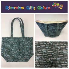 Large Tote Bag - Farm Sweet Farm - Teal Large Tote Bag - Farm Sweet Farm - Teal